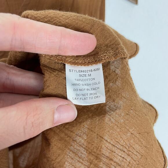 Grade & Gather | NWT Magnolia Brown Crepe Side Tie Cinched Peplum Tank - Picture 9 of 9